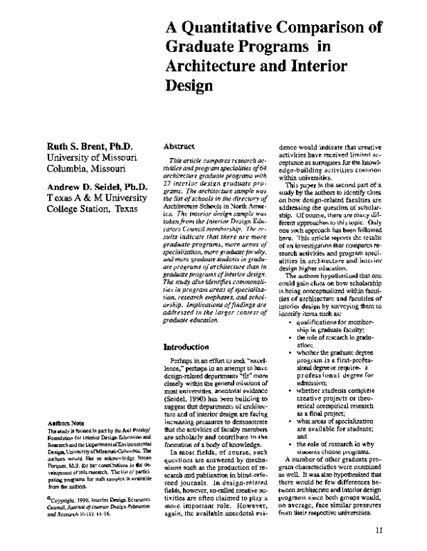 (PDF) A Quantitative Comparison of Graduate Programs in Architecture ...