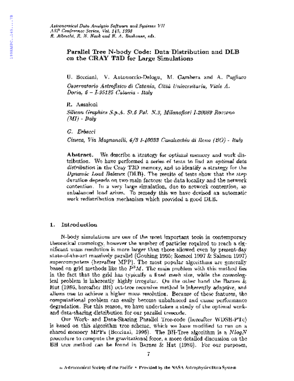 (PDF) Parallel Tree N-body Code: Data Distribution and DLB on the CRAY ...