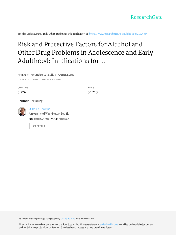 (PDF) Risk and protective factors for alcohol and other drug problems ...