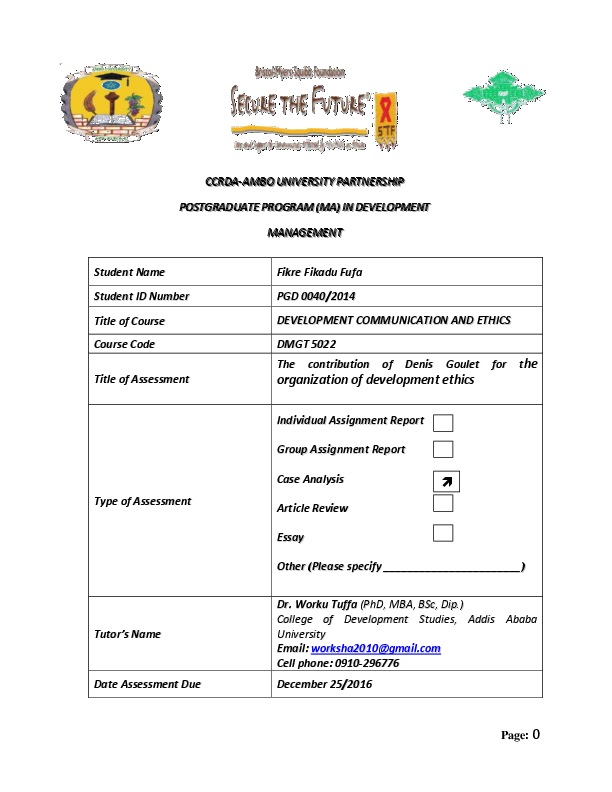 (PDF) The contribution of Denis Goulet for the organization of