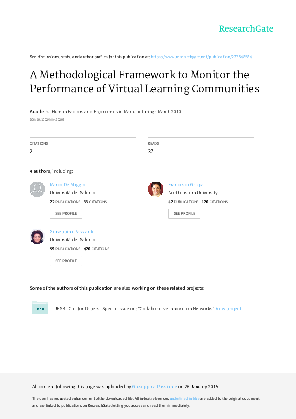 (PDF) A methodological framework to monitor the performance of virtual ...