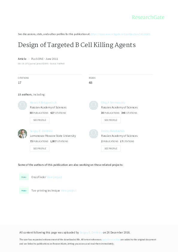 (PDF) Design of Targeted B Cell Killing Agents