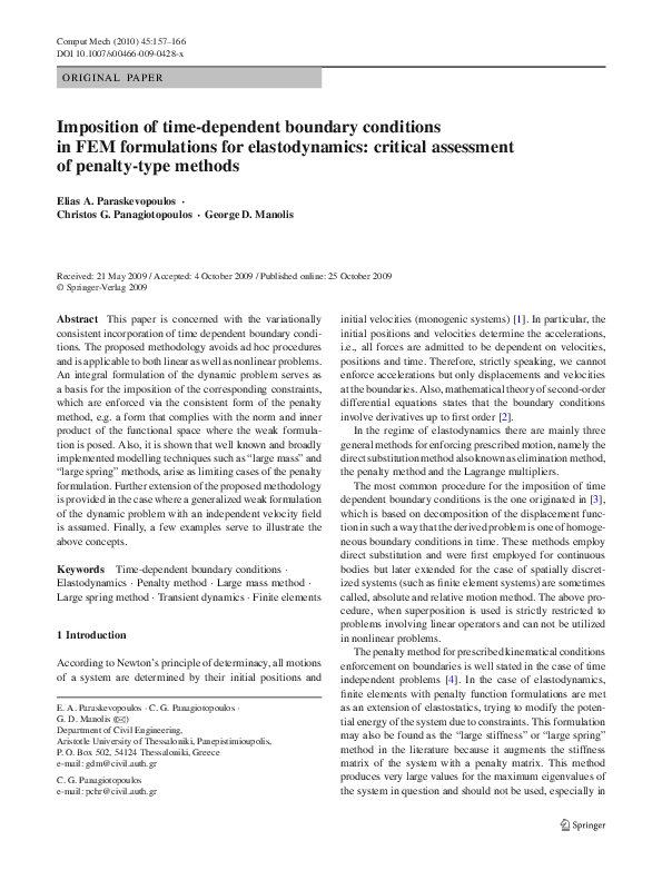 (PDF) Imposition of time-dependent boundary conditions in FEM ...