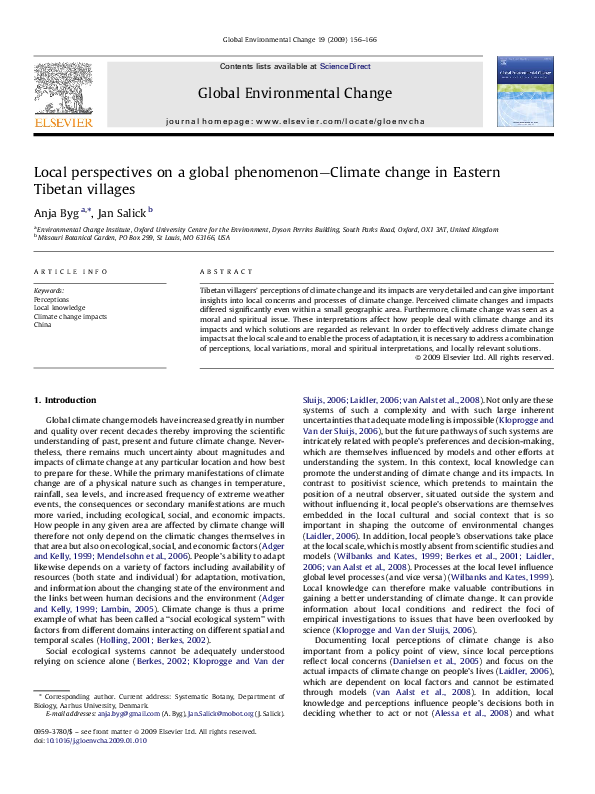 (PDF) Local perspectives on a global phenomenon--Climate change in ...
