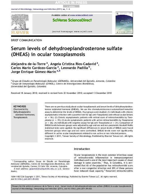 (PDF) Serum levels of dehydroepiandrosterone sulfate (DHEAS) in ocular