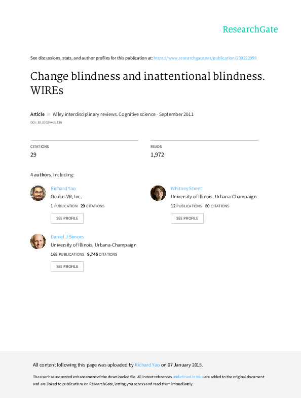 (PDF) Change blindness and inattentional blindness