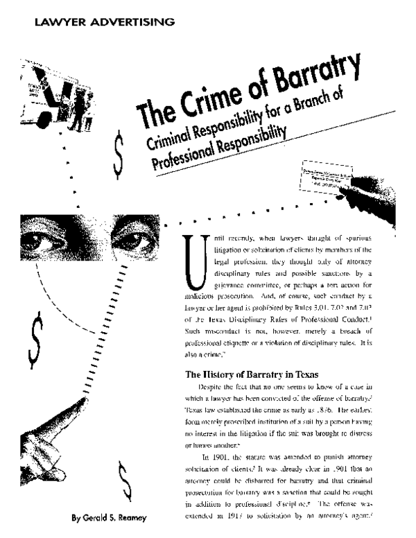 (PDF) The Crime of Barratry: Criminal Responsibility for a Branch of ...