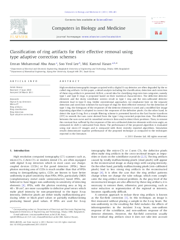(PDF) Classification of ring artifacts for their effective removal ...