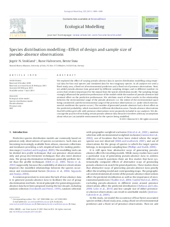 (PDF) Species distribution modelling--Effect of design and sample size ...