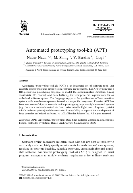 (PDF) Automated prototyping tool-kit (APT)
