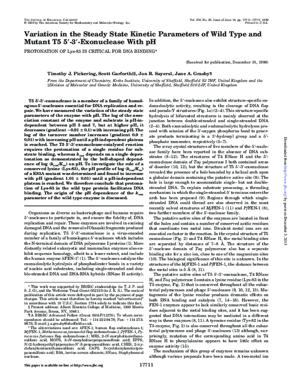 (PDF) Variation in the Steady State Kinetic Parameters of Wild Type and ...