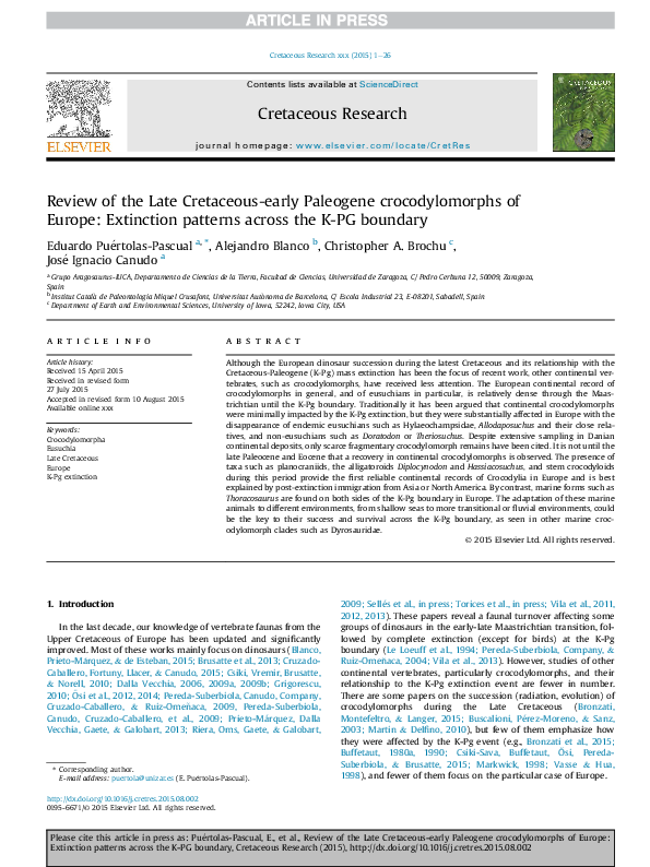 (PDF) Review of the Late Cretaceous-early Paleogene crocodylomorphs of ...