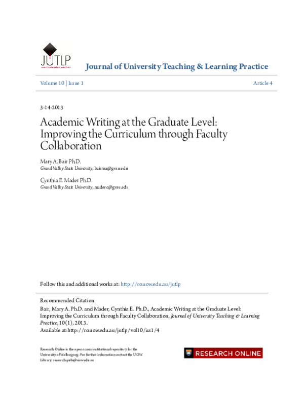 (PDF) Academic Writing at the Graduate Level: Improving the Curriculum ...