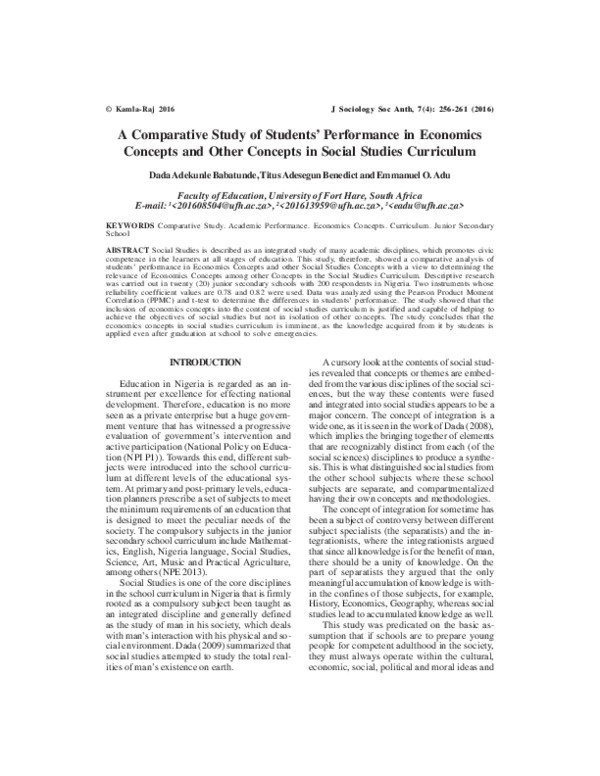 (PDF) A Comparative Study of Students' Performance in Economics ...