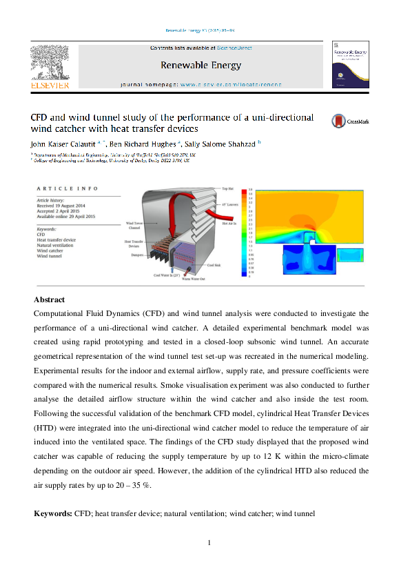 (PDF) CFD and Wind Tunnel Study of the Performance of a Uni-Directional ...