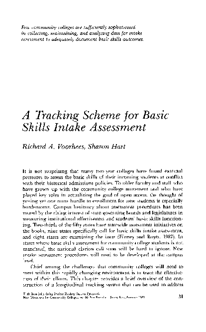 (PDF) A tracking scheme for basic skills intake assessment