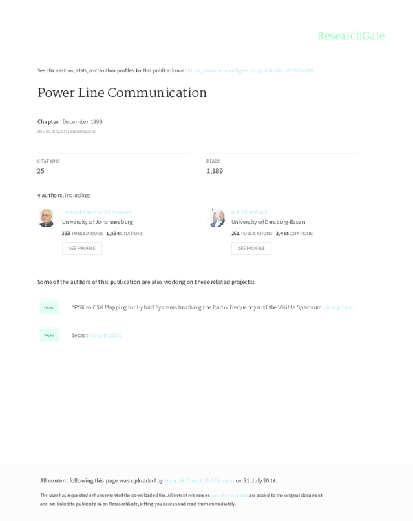 (PDF) Power line communication
