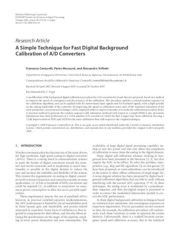 (PDF) A simple technique for fast digital background calibration of A/D ...