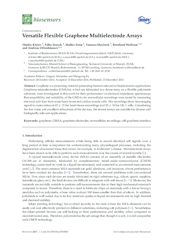 (PDF) Versatile Flexible Graphene Multielectrode Arrays