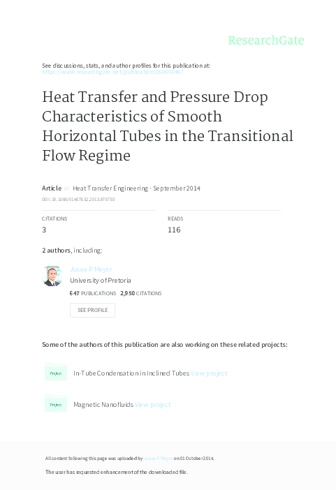 (PDF) Heat transfer and pressure drop characteristics in a circular ...