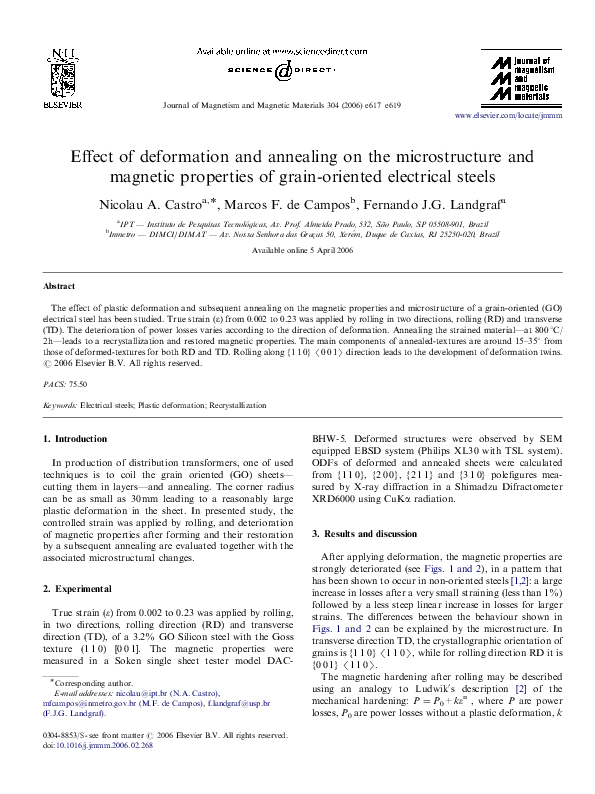 (PDF) Effect of deformation and annealing on the microstructure and ...