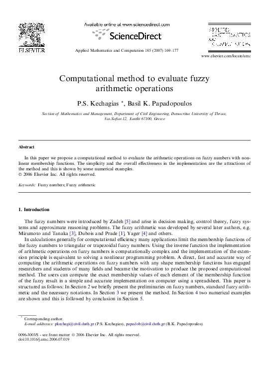 (PDF) Computational method to evaluate fuzzy arithmetic operations