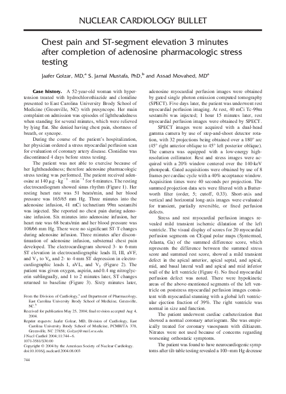 (PDF) Chest pain and STsegment elevation 3 minutes after completion of