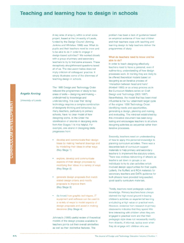 (PDF) Teaching and learning how to design in schools