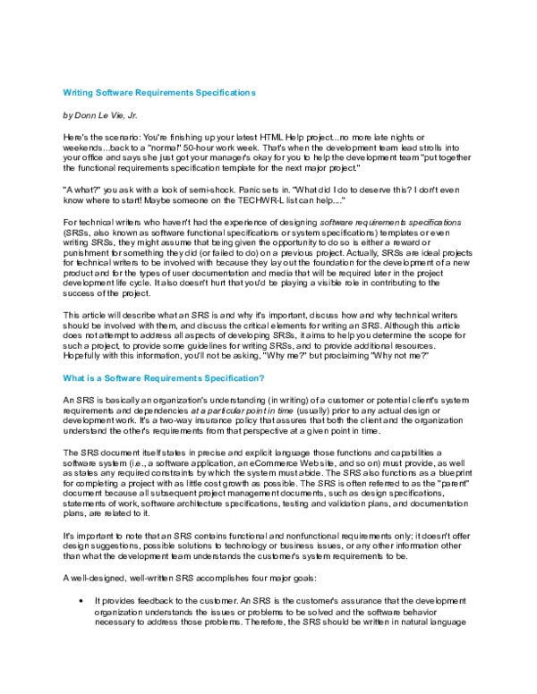 (DOC) Writing software requirements specifications