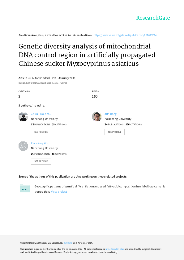 (PDF) diversity analysis of mitochondrial DNA control region in
