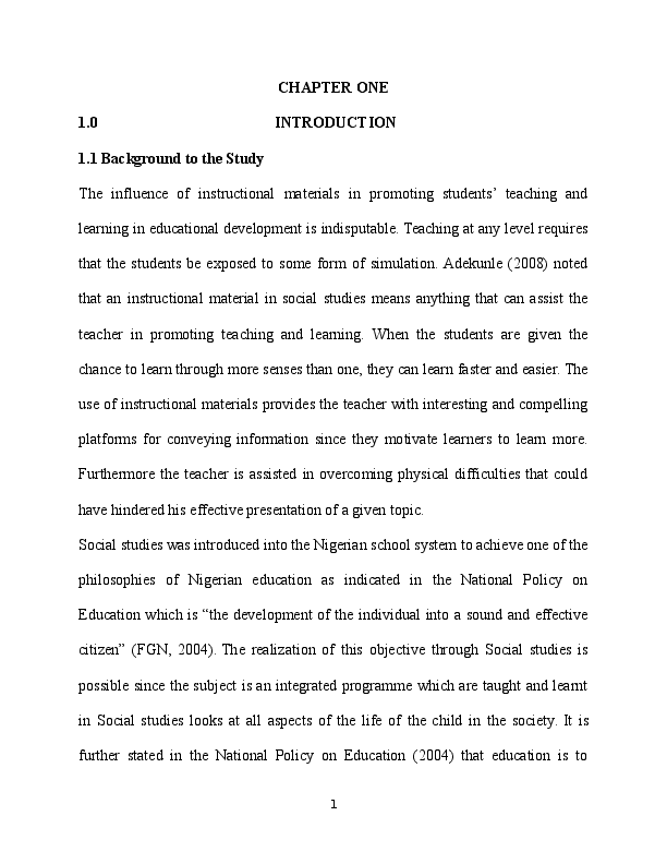 (DOC) FACTORS INFLUENCING THE USE OF INSTRUCTIONAL MATERIALS IN THE