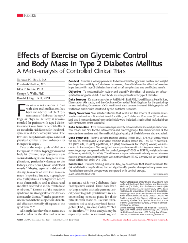 (PDF) Effects of Exercise on Glycemic Control and Body Mass in Type 2 ...