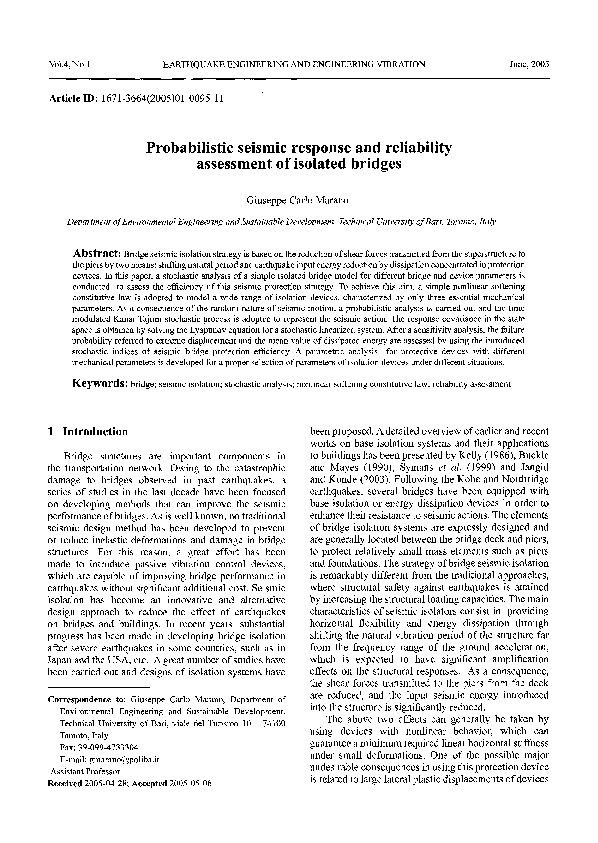 (PDF) Probabilistic Seismic Response and Reliability Assessment of ...