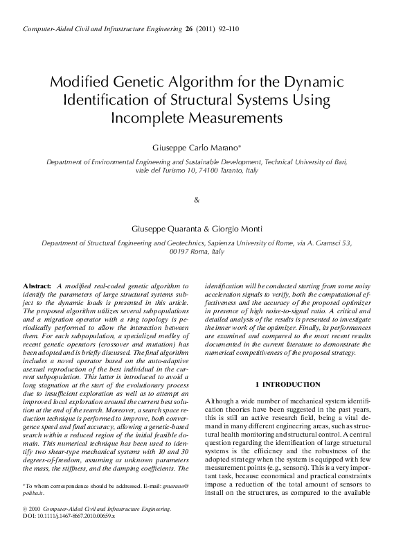 (PDF) Modified genetic algorithm for the dynamic identification of ...