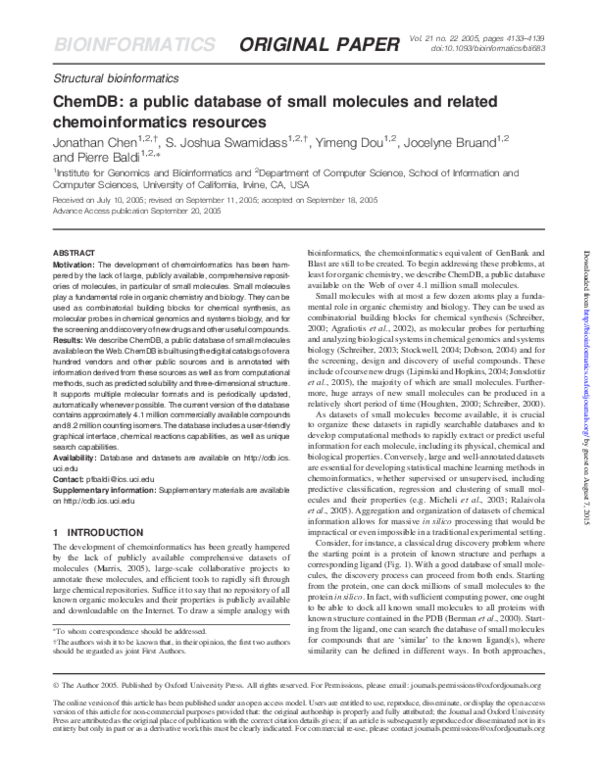 (PDF) ChemDB: a public database of small molecules and related ...