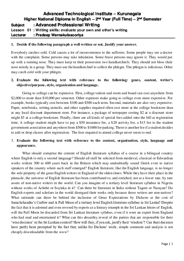 (PDF) Advanced Professional Writing 01
