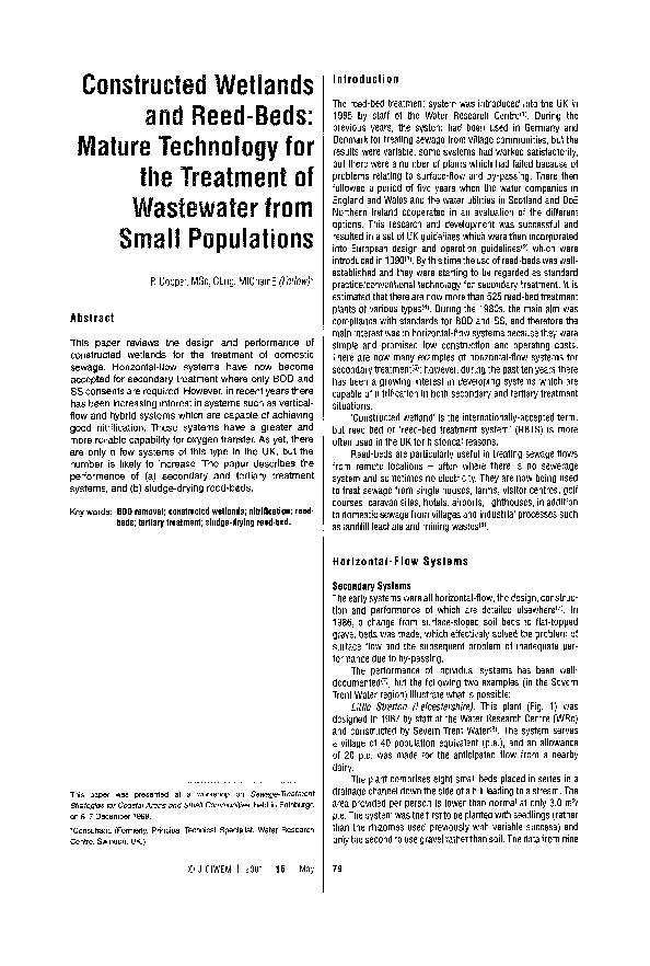 (PDF) Constructed wetlands and reed‐beds Mature technology for the