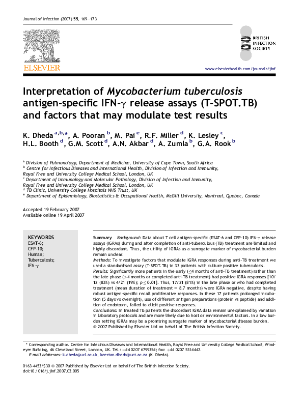 (PDF) Interpretation of Mycobacterium tuberculosis antigen-specific IFN ...