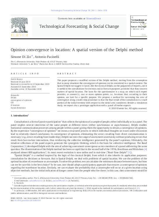 (PDF) Opinion convergence in location: A spatial version of the Delphi ...