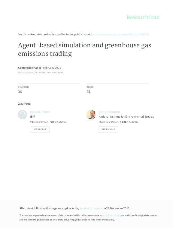 (PDF) Agent-based simulation and greenhouse gas emissions trading