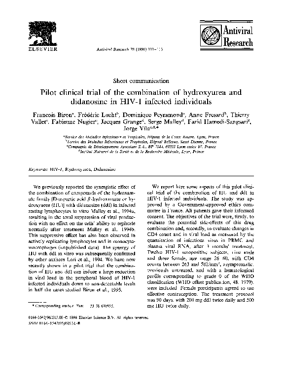 (PDF) Pilot clinical trial of the combination of hydroxyurea and ...