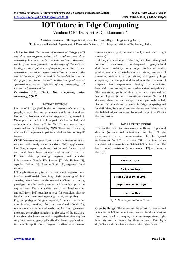 (PDF) IOT future in Edge Computing IJAERS Journal Academia.edu