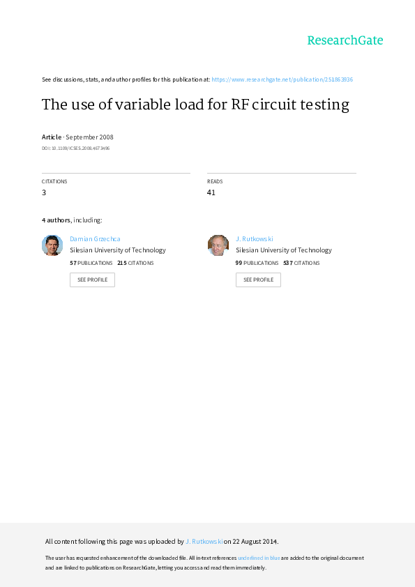 (PDF) The use of variable load for RF circuit testing
