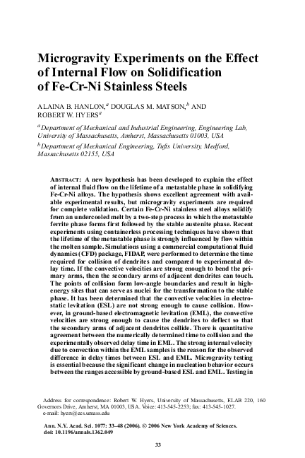 (PDF) Microgravity Experiments on the Effect of Internal Flow on ...
