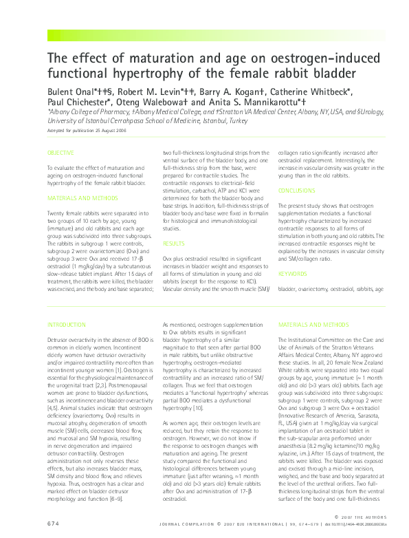 (PDF) The effect of maturation and age on oestrogen‐induced functional ...