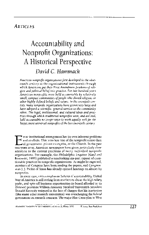 (PDF) Accountability and nonprofit organizations: a historical perspective
