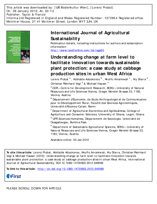 (PDF) Understanding change at farm level to facilitate innovation