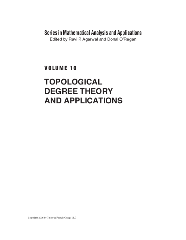 PDF) TOPOLOGICAL DEGREE THEORY
