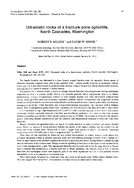 (PDF) Ultramafic rocks of a fracture-zone ophiolite, North Cascades ...