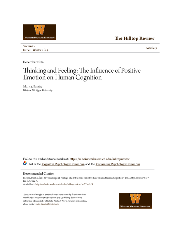 (PDF) Thinking and Feeling: The Influence of Positive Emotion on Human ...